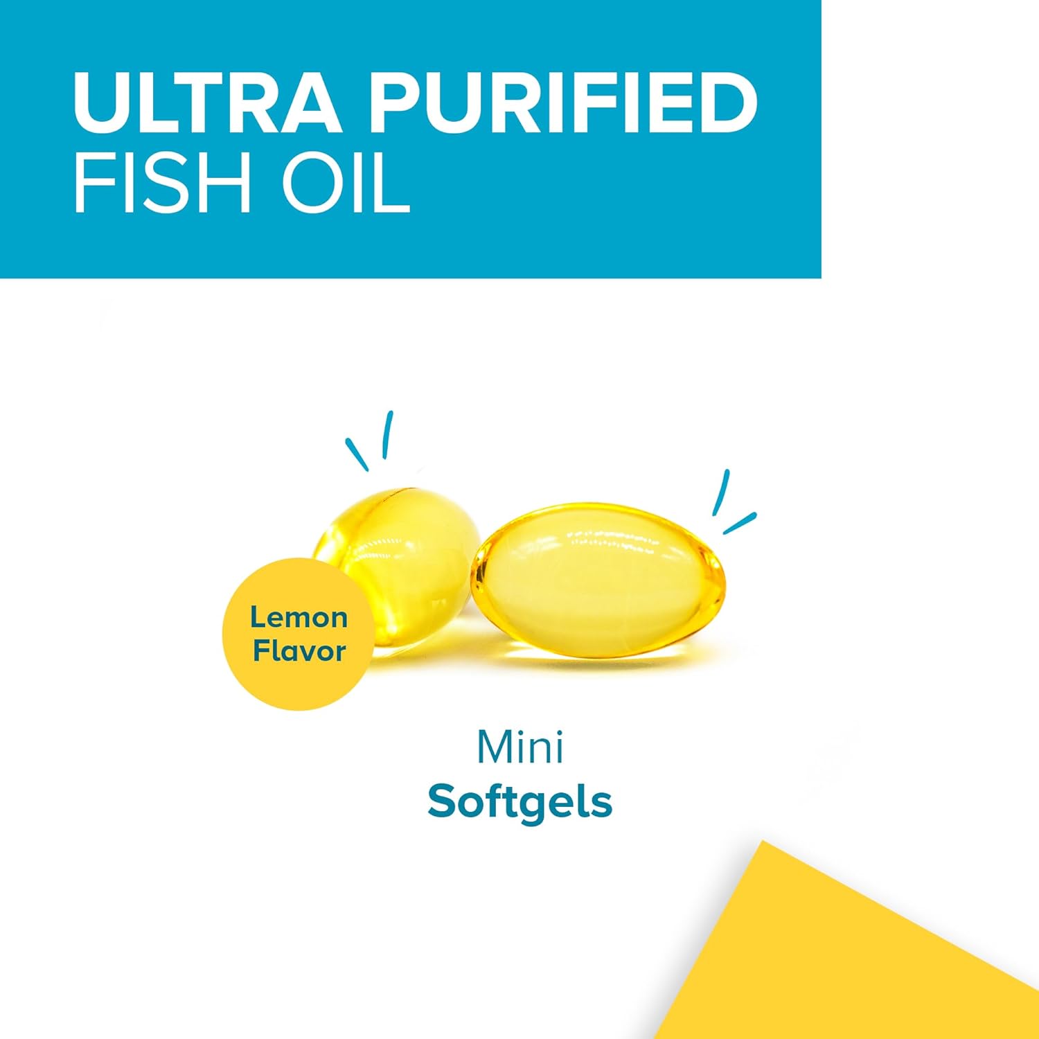 Detalle de Qunol 898440001455 Ultra Omega-3 Fish Oil Mini Softgels, Lemon, 180 Count