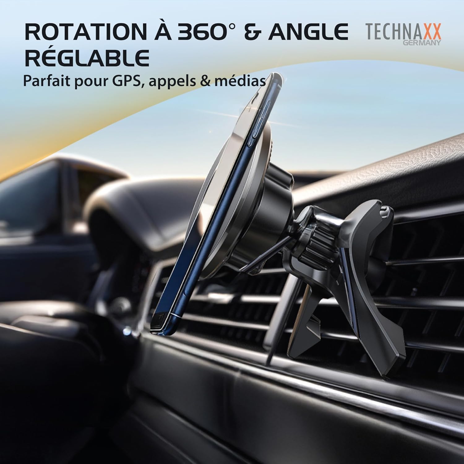 Thumbnail 4 de Technaxx TX-304 Support magnétique voiture 360°