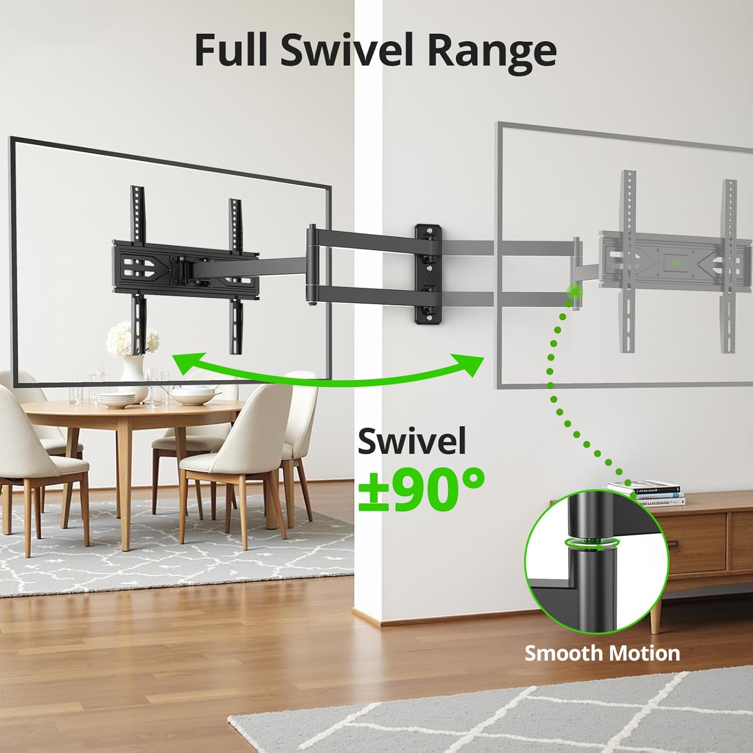 Thumbnail 4 de USX MOUNT Corner TV Wall Mount with 31.22" Long Arm for 26-65" TVs (Up to 80 lbs) — Full Motion, Corner Design, UL-Listed