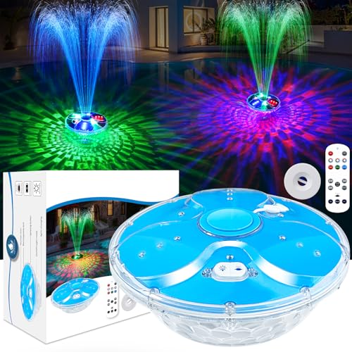 Detalle de DeeprBling Fuente Flotante para Piscina con Luces Subacuáticas, Ancla y Control Remoto