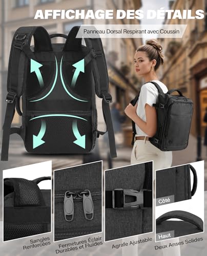 Thumbnail 4 de VANKEV Bagage cabine 40x20x25 cm pour Ryanair – Sac à dos de voyage