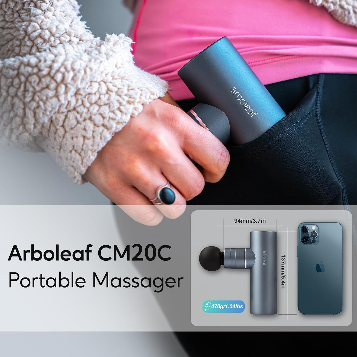 Thumbnail 3 de arboleaf CM20C mini-spiermassagepistool met 5 snelheden en 4 koppen