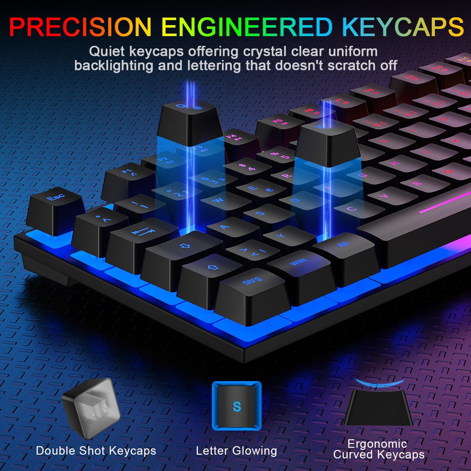 Thumbnail 4 de Rewurnth Gaming Tastatur Set 104 Tasten