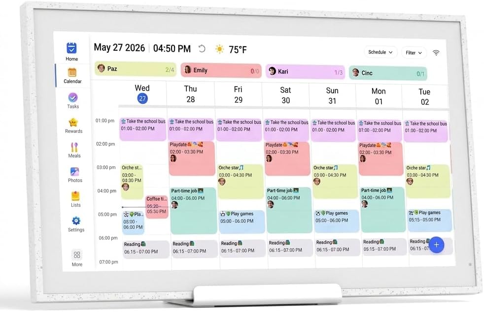 Detalle de ikismet 21.5-Inch Digital Calendar, 32GB, Full HD Touchscreen, Snow Speckle White