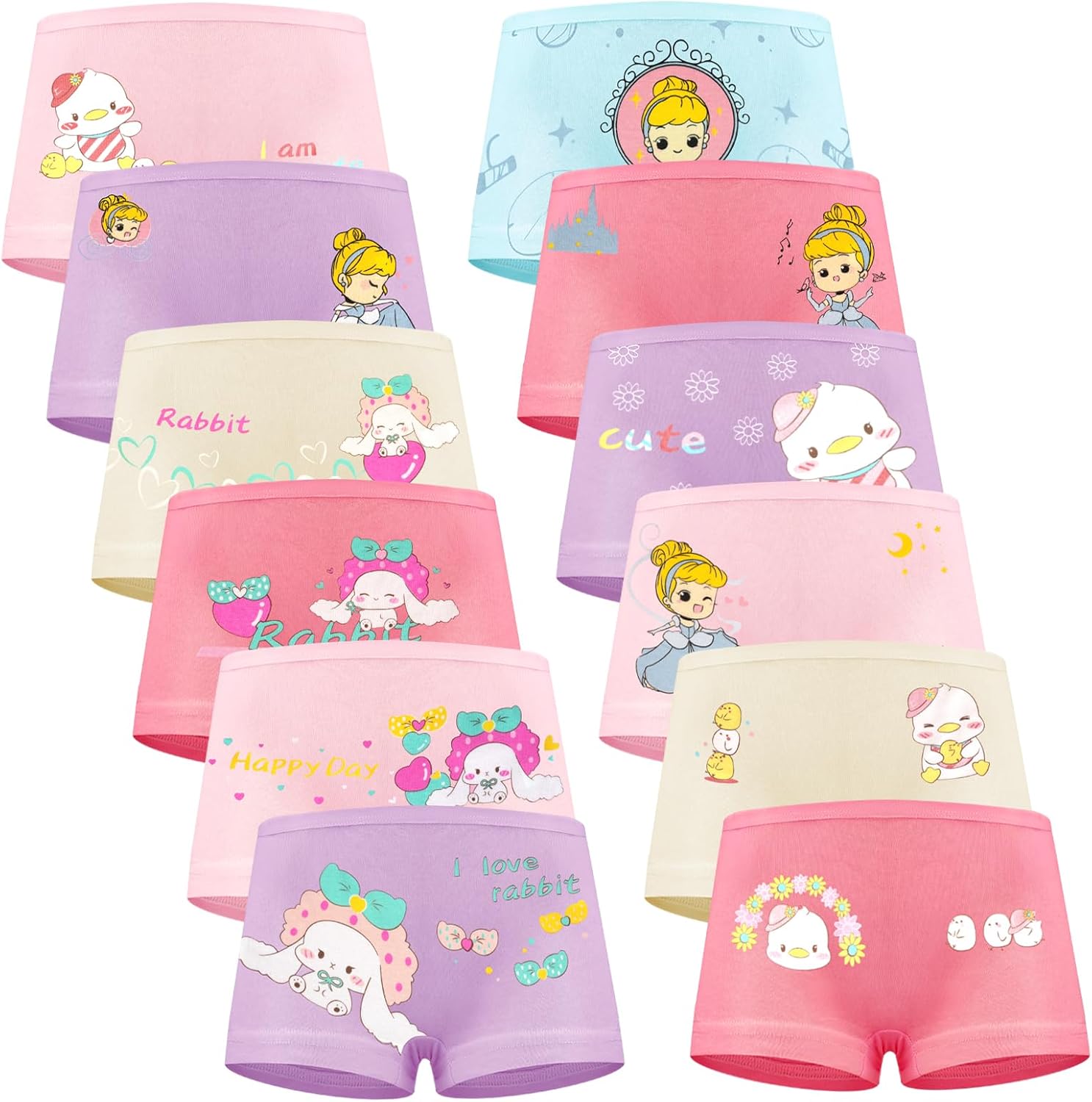 Detalle de HAGOT Mädchen Unterhosen aus Baumwolle (Boxershorts/Pantys), 95 % Baumwolle & 5 % Elasthan – 12er Pack