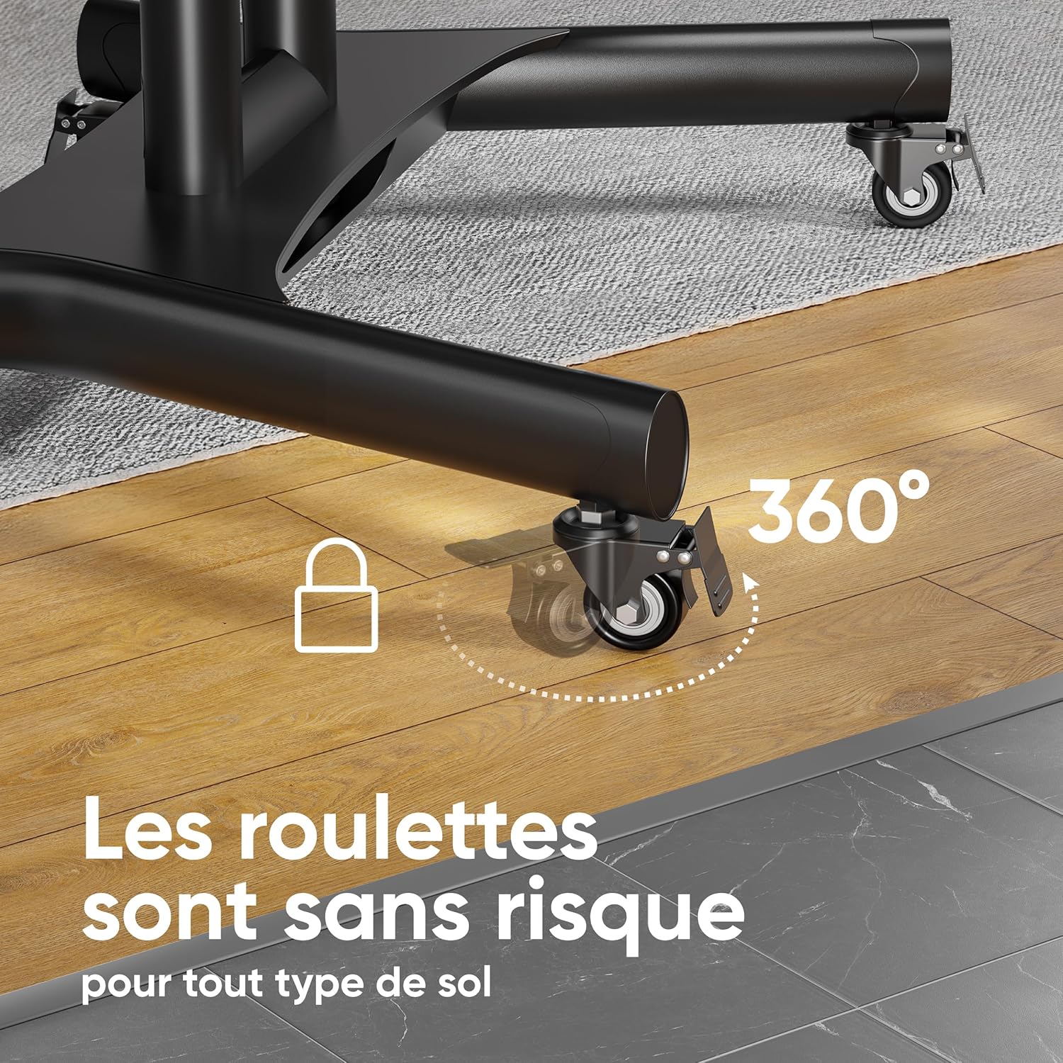 Thumbnail 6 de ONKRON TS1551-B support TV mobile sur roulettes (40 à 70 pouces), hauteur réglable et VESA 600x400