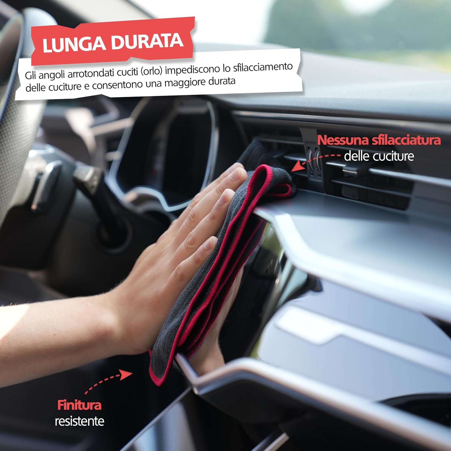 Thumbnail 2 de SPRINGER ZX1300 – Set 4 panni microfibra auto 40x40 cm, 380 GSM, delicati, assorbenti e senza pelucchi