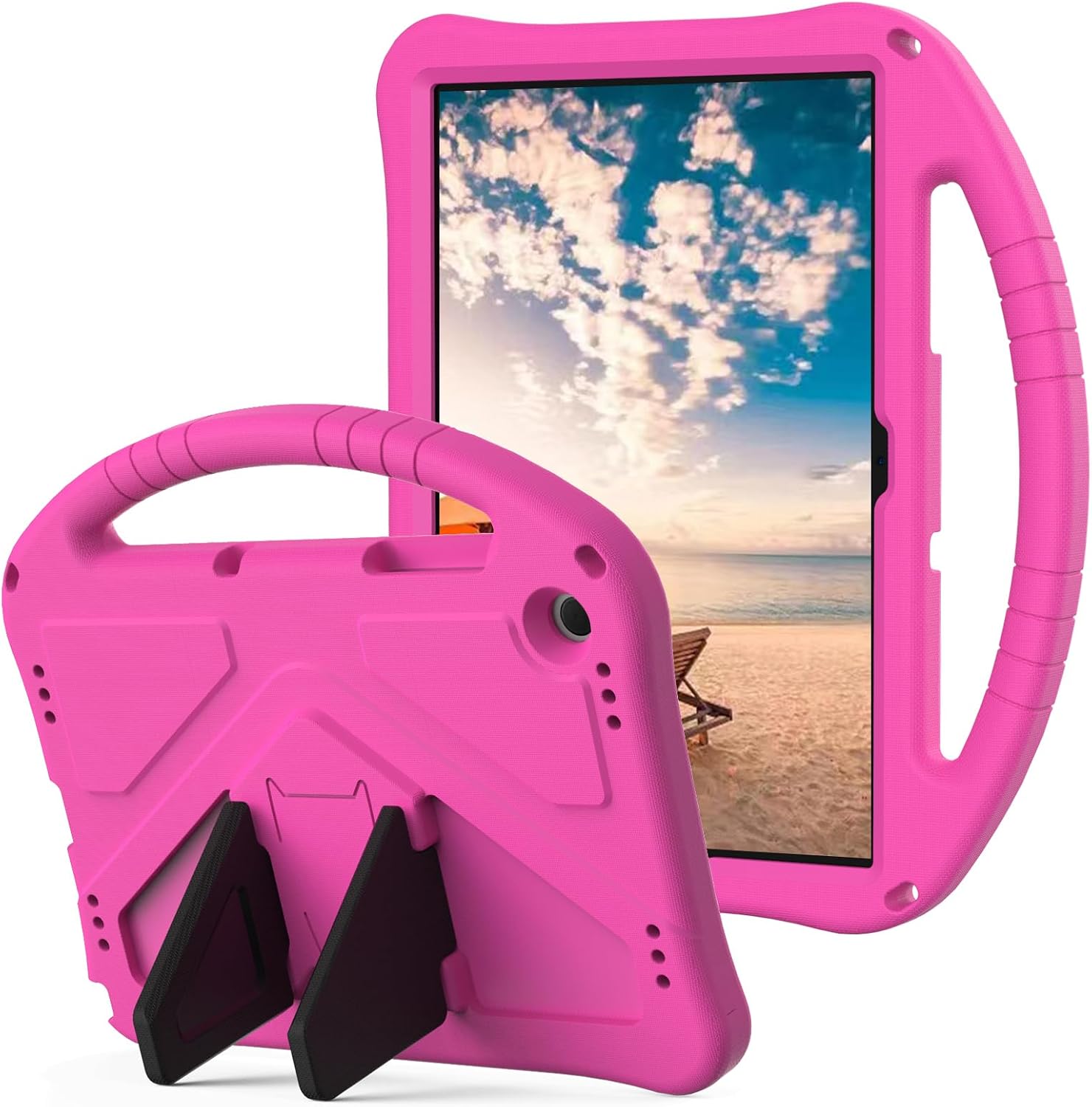 Detalle de YRH Case for Galaxy Tab A9 Plus/A11 Plus 11-inch – EVA Shockproof Kids Case with Stand & Handle (Rosered)