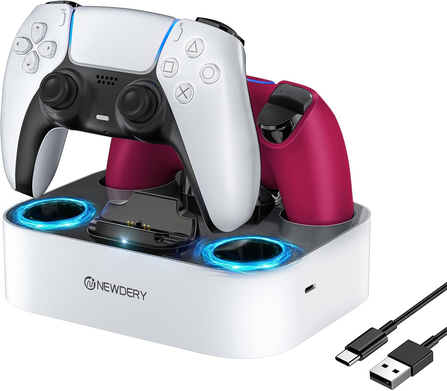 Detalle de NEWDERY PS5 Controller Charging Station 2-port