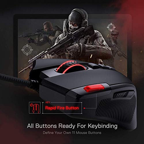 Detalle de Redragon M612 Wired RGB Optical Gaming Mouse: 8000 DPI, 11 Programmable Buttons