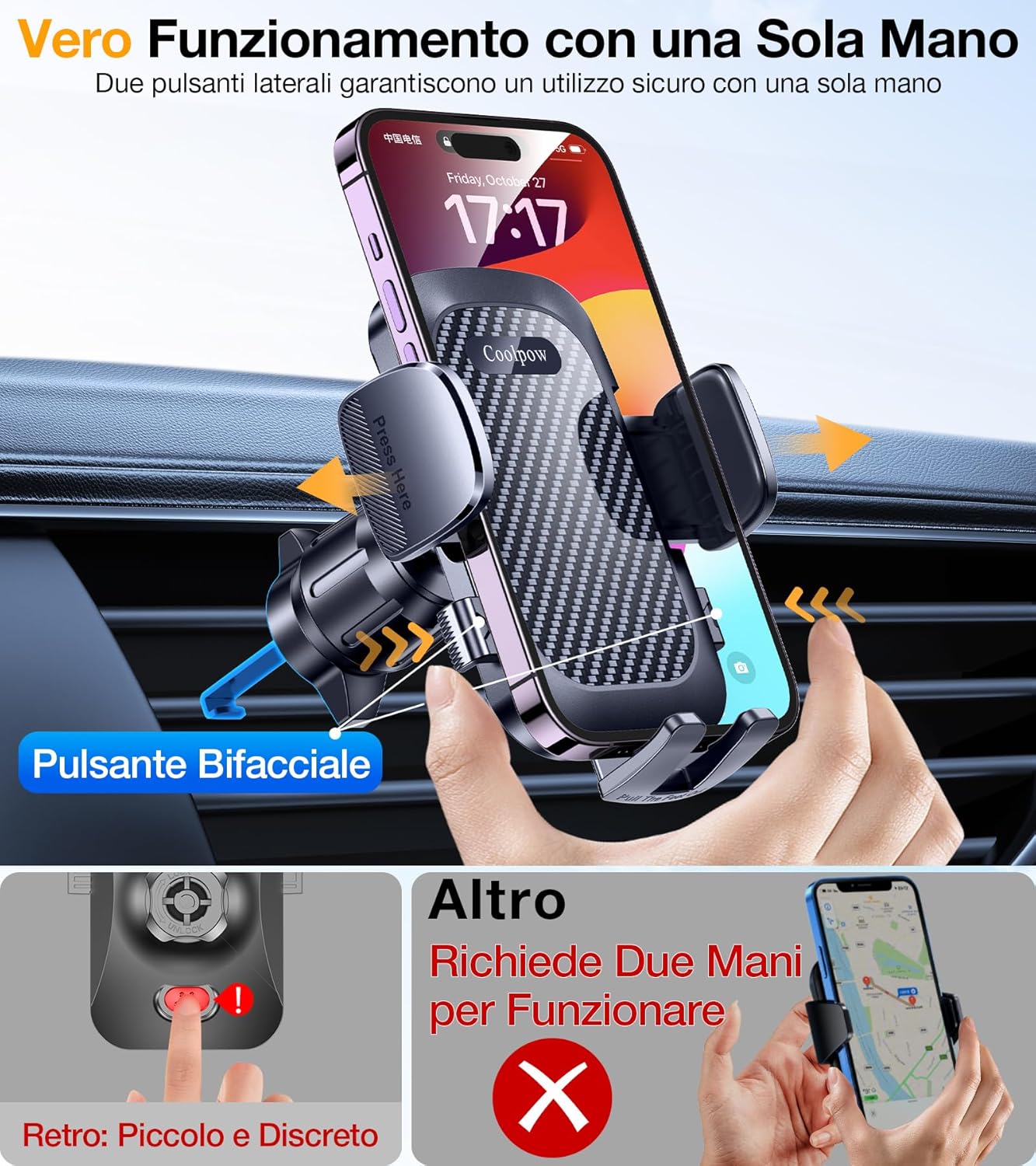 Thumbnail 4 de Coolpow Upgrated Porta Cellulare Auto 4‑in‑1