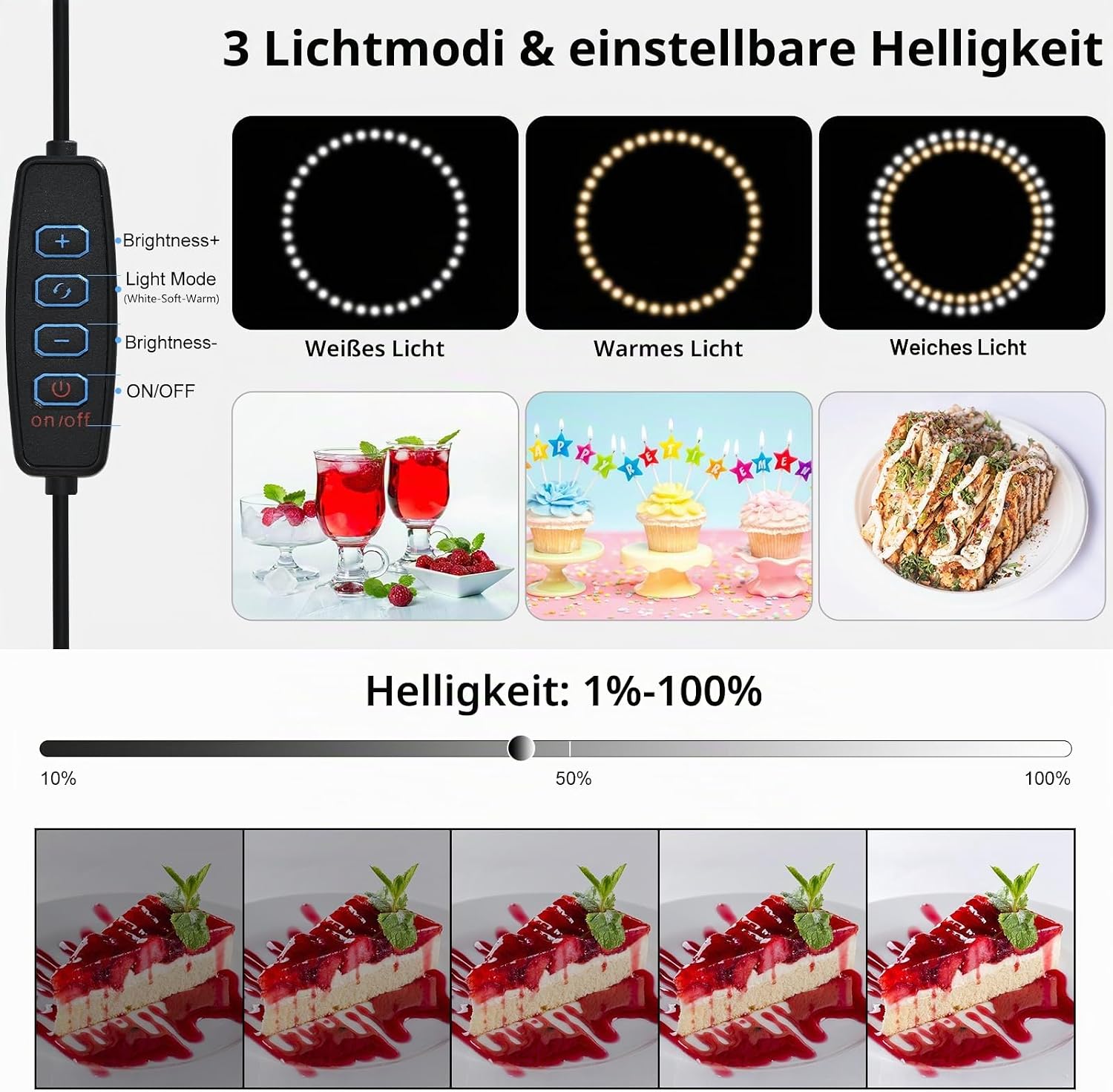 Detalle de BENOISON Fotobox 40x40 cm Lichtkasten mit 120 LED und 6 Hintergründen – für Schmuck- und Kleinprodukte