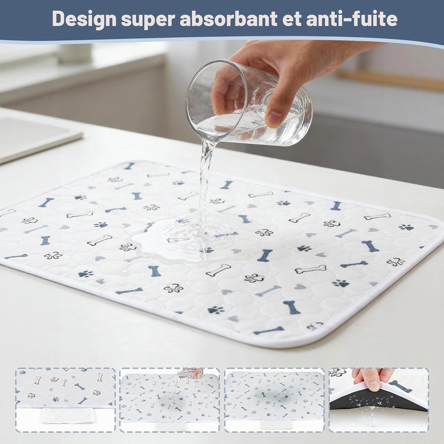 Thumbnail 6 de Zocipro wasbare puppymatten, set van 2, 45 x 60 cm, waterdicht en antislip