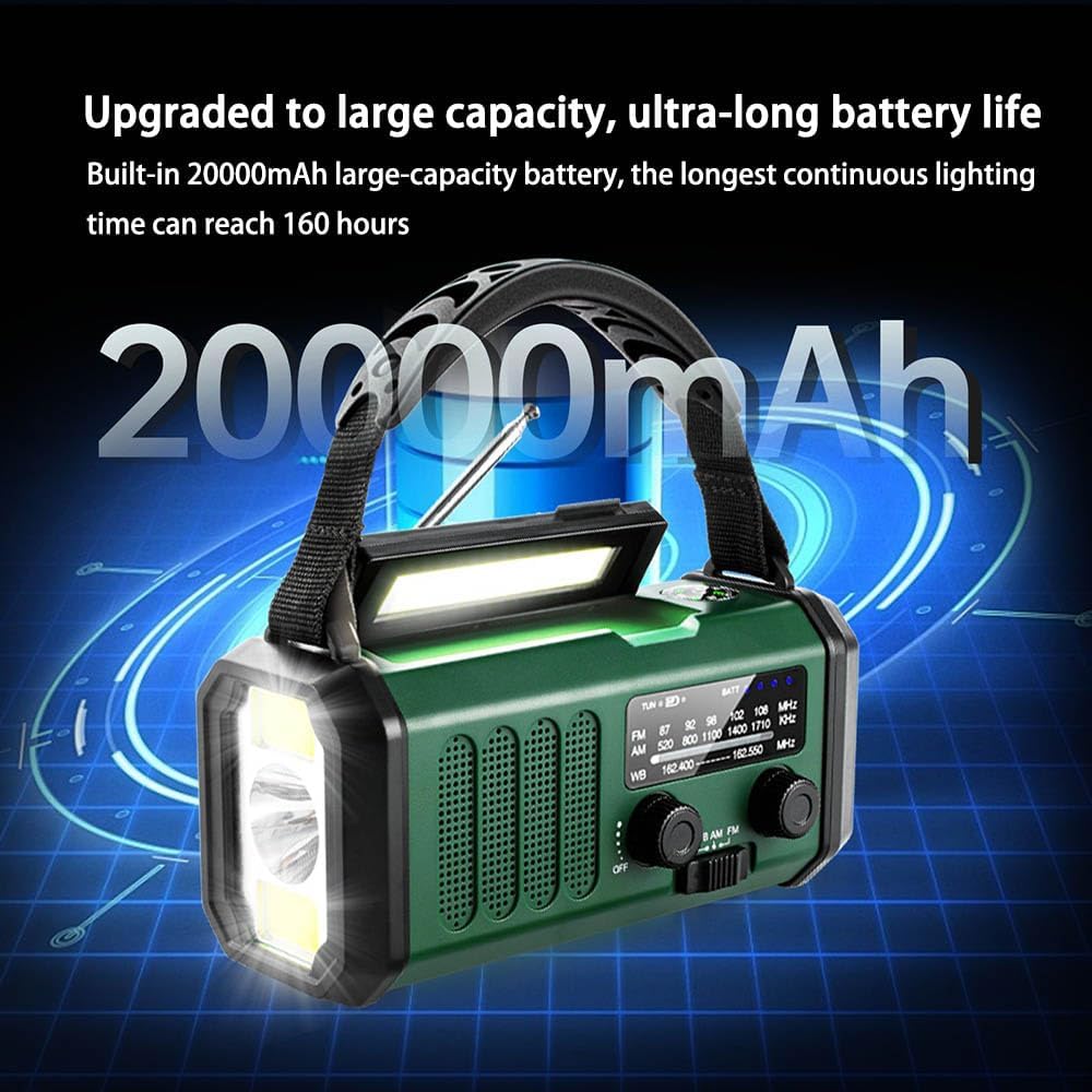 Thumbnail 1 de Radio Manovella Emergenza 20000mAh a energia solare con SOS e torcia 3 modalità