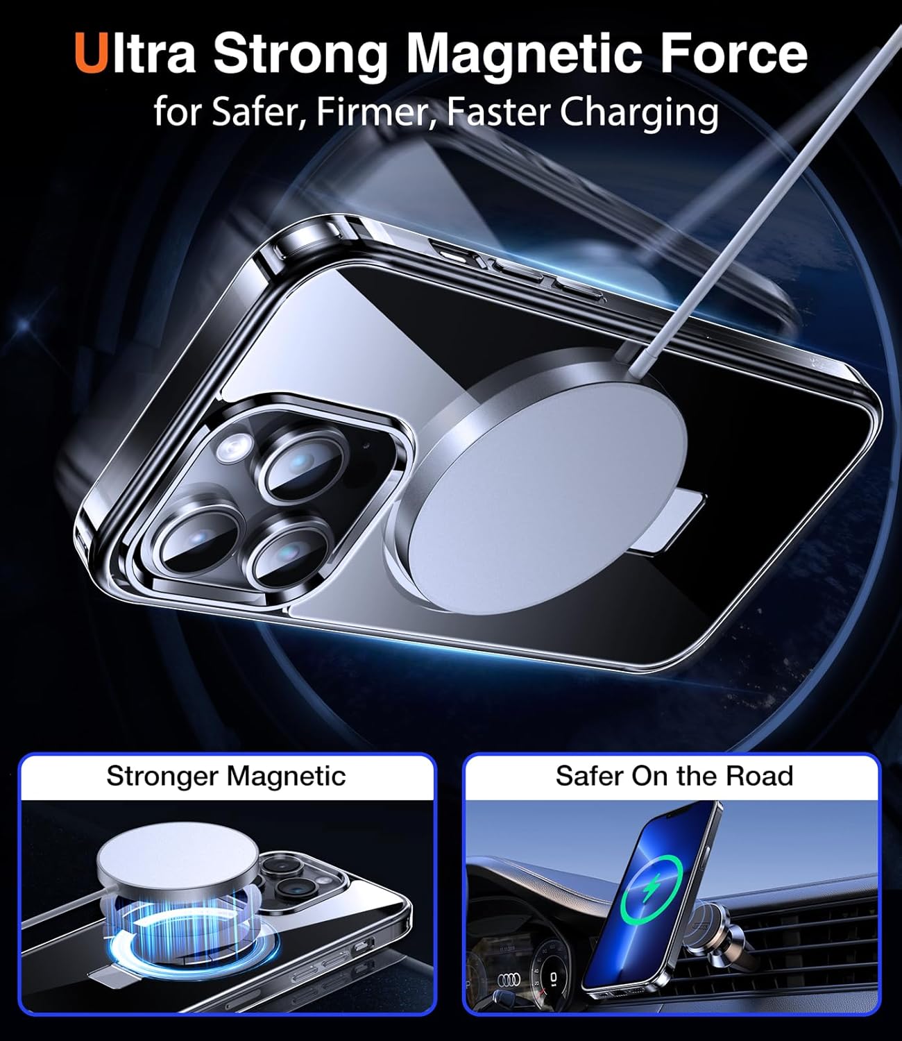 Thumbnail 3 de Chicfun 3-in-1 Magnetic Kickstand & Ring Holder Case for iPhone 14 Pro Max (MagSafe compatible)