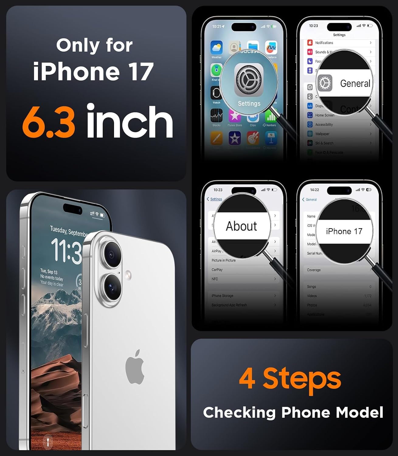 Thumbnail 1 de SPIDERCASE for iPhone 17 Case with Magnetic Clear Case and 2 Tempered Glass Screen Protectors