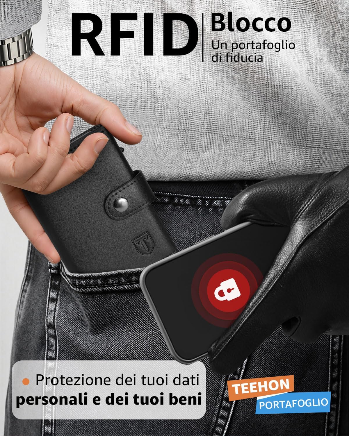 Detalle 2 de TEEHON Portafoglio RFID slim 10,5 cm