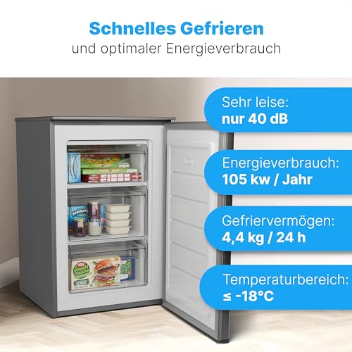 Detalle de Bomann Gefrierschrank GS 7253 inox – 87 L, leise, flexibel & kompakt