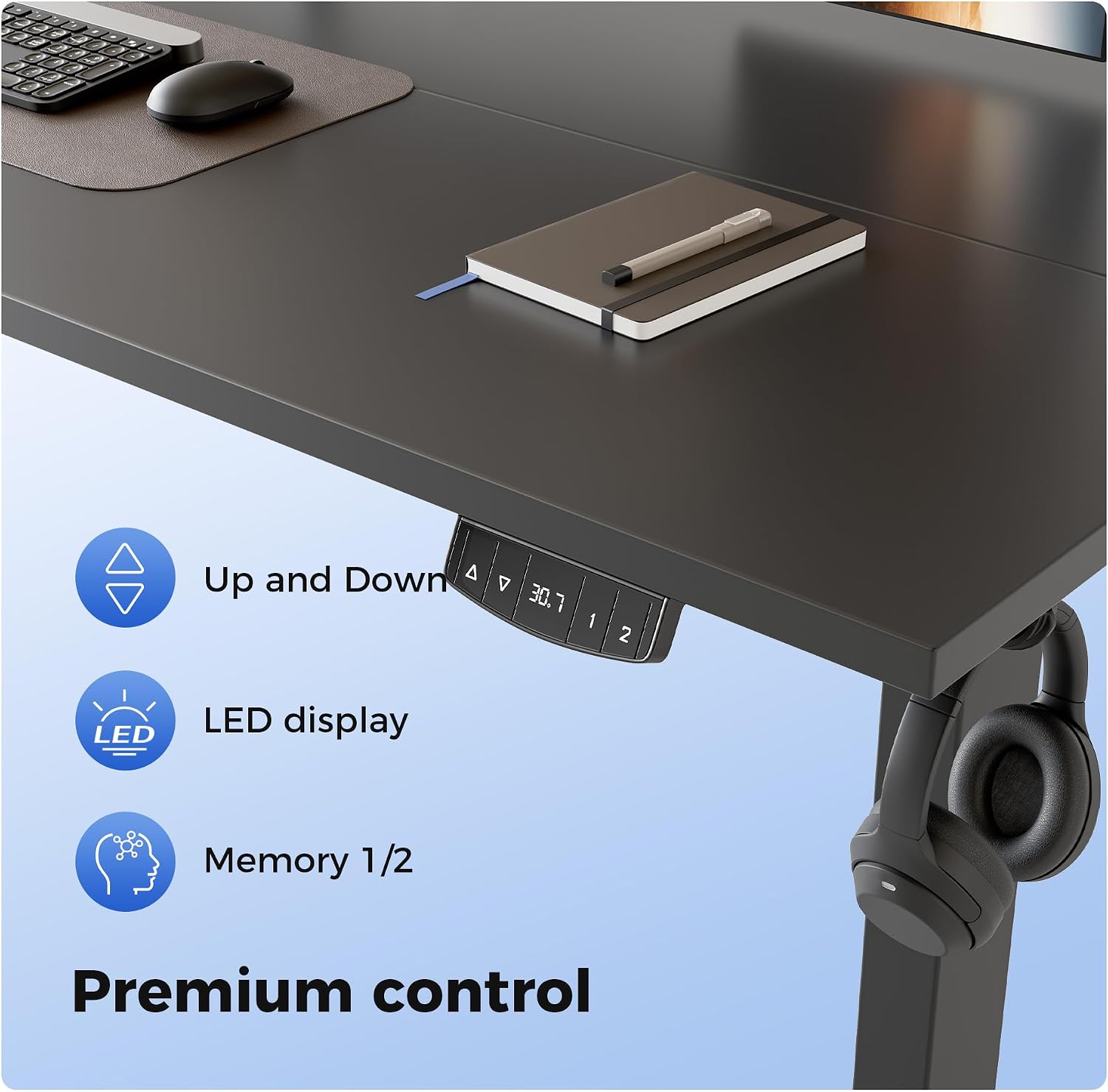 Thumbnail 6 de Agilestic DJ 48 x 24-Inch Electric Standing Desk, Black, Memory Presets