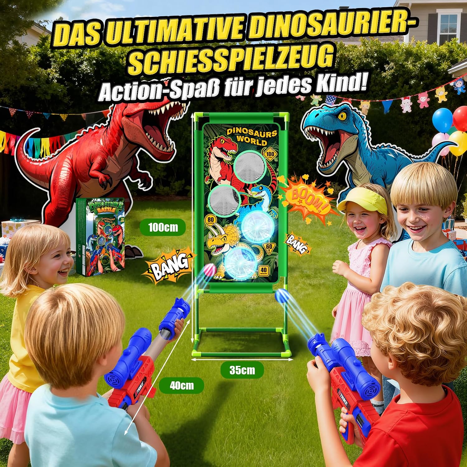 Thumbnail 6 de Dinosaurier-Schießspielzeug für Jungen (ab 3–12 Jahre) – 2 Popper-Pistolen mit Schaumbällen