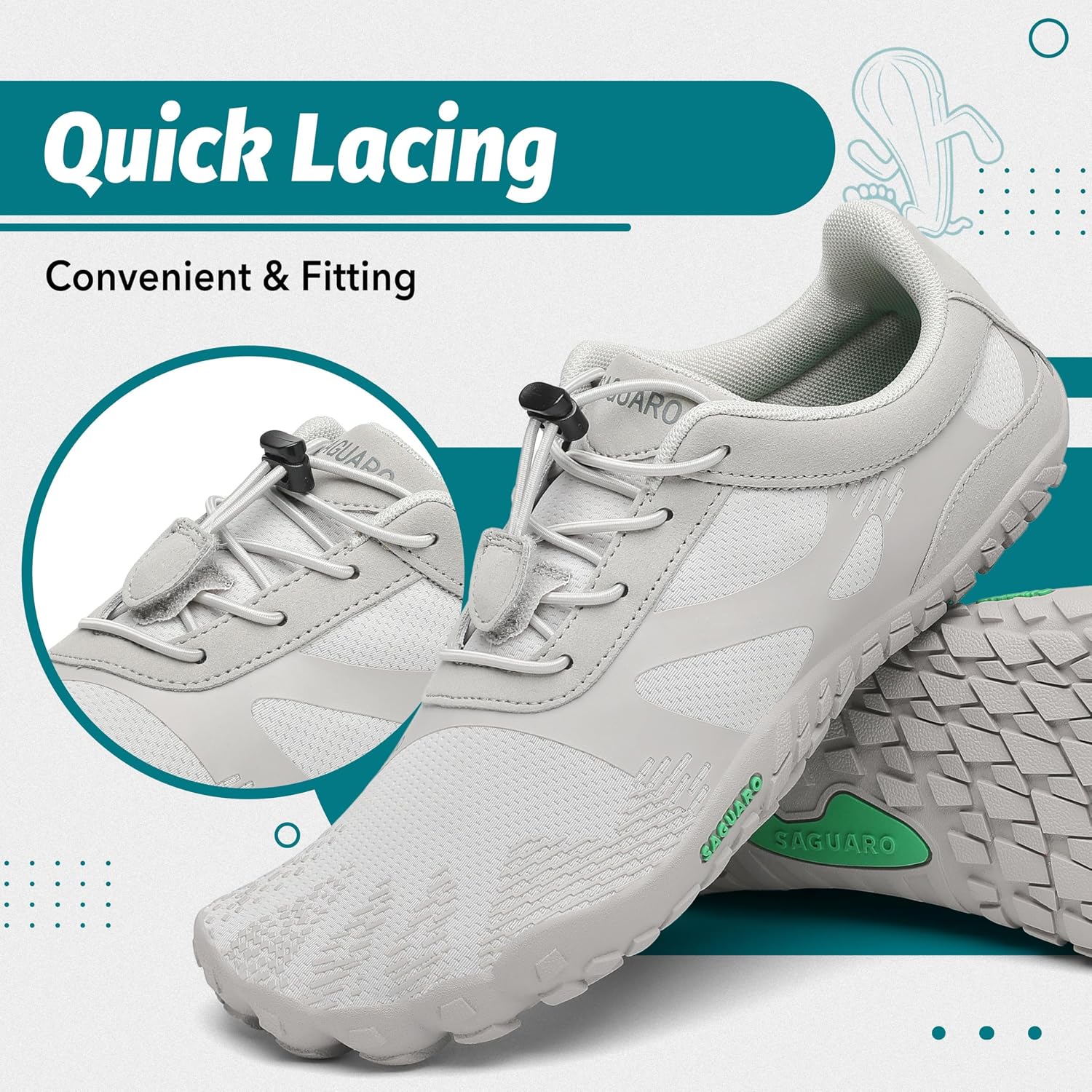 Thumbnail 3 de SAGUARO Barfußschuhe Outdoor – Unisex, breiter Zehenbereich, Zero-Drop Sohle, Schnellschnürsystem, Gr. 36–48
