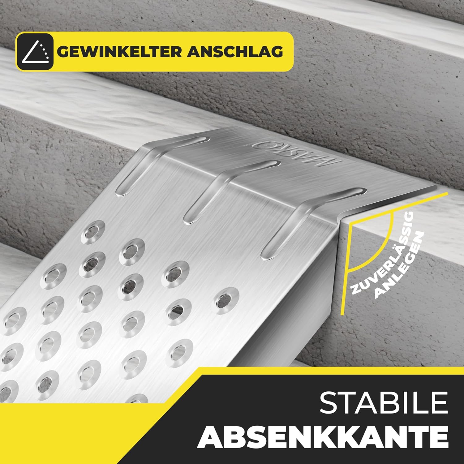 Detalle de MASKO 2X Auffahrrampe (verzinkter Stahl) – Verladerampe/Verladeschiene mit Antirutsch, max. 200 kg pro Rampe (400 kg pro Paar)
