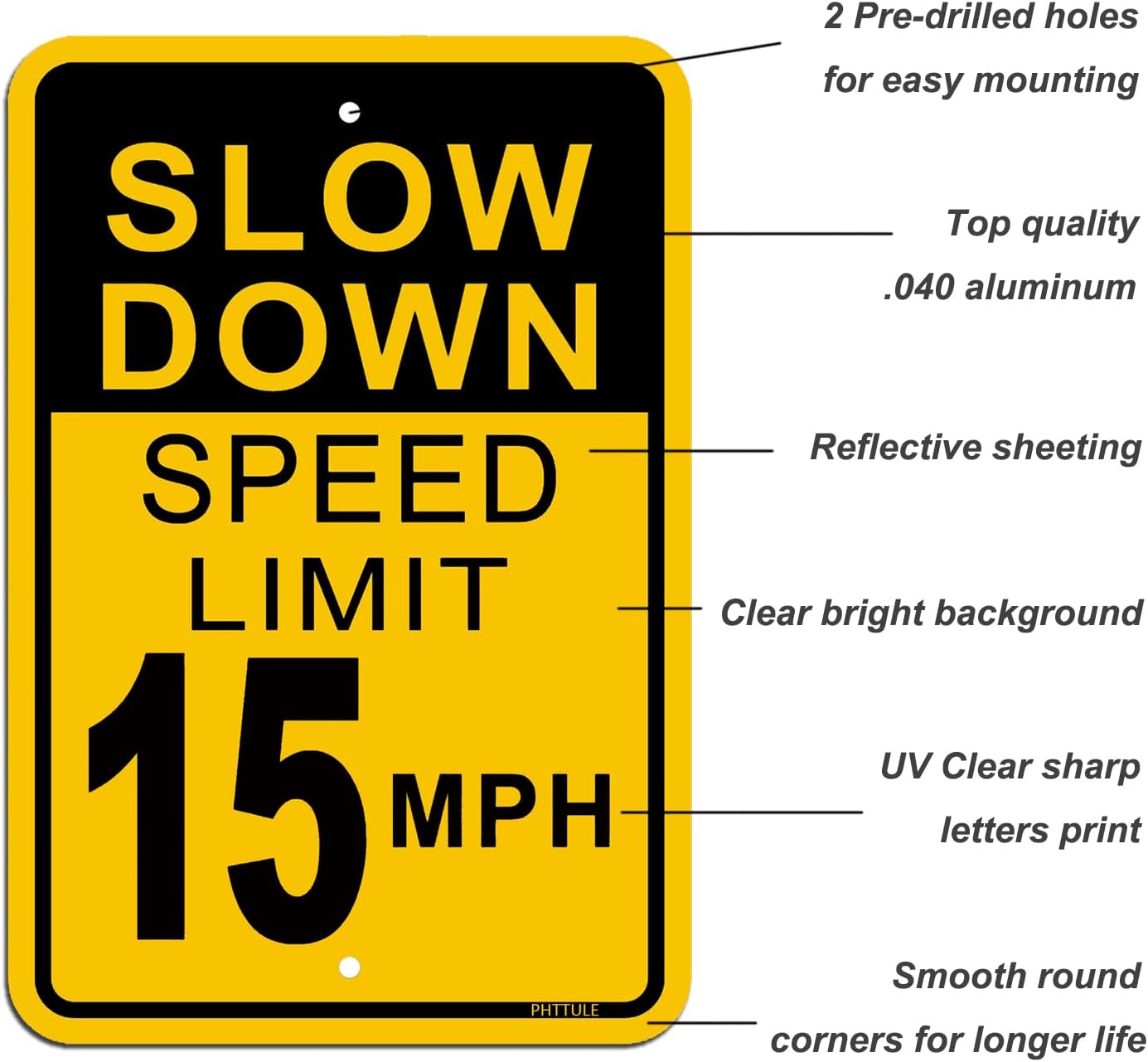 Detalle de PHTTULE Speed Limit Sign 12 x 18 Inches