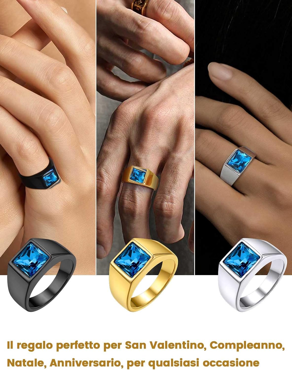 Thumbnail 4 de GoldChic JEWELRY Anello Zaffiro Ossidiana 3D IT 14-32