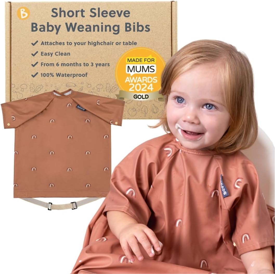 Detalle de BIBaDO Short Sleeve Baby Bibs for 6–36 Months: Coverall Weaning Bib for Messier Meals
