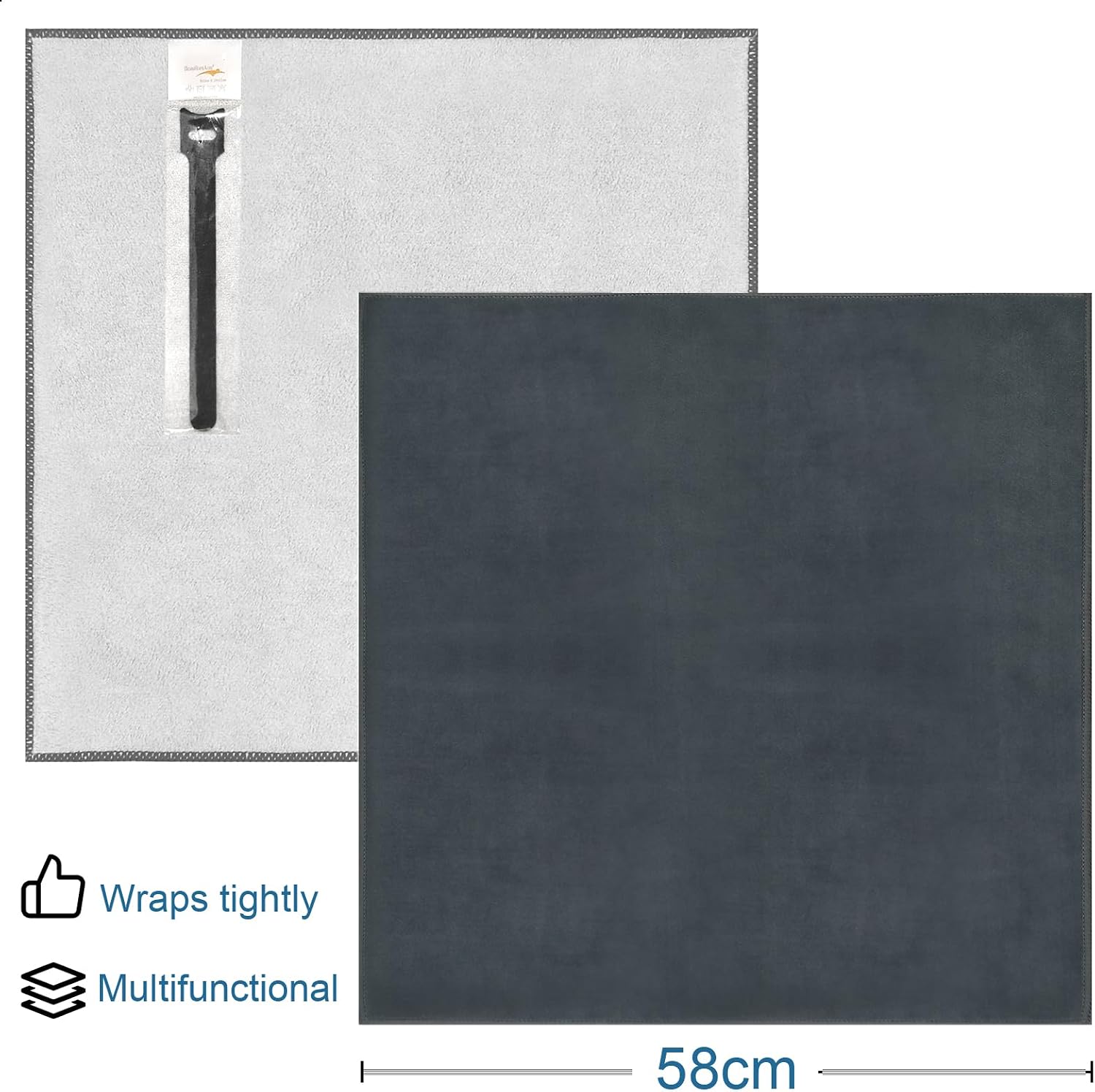 Thumbnail 1 de ComfortAce Protective Wrap Magic Stick-it Lens Camera Wrapper Cloth (58x58cm) – Anti-scratch travel organiser, Grey