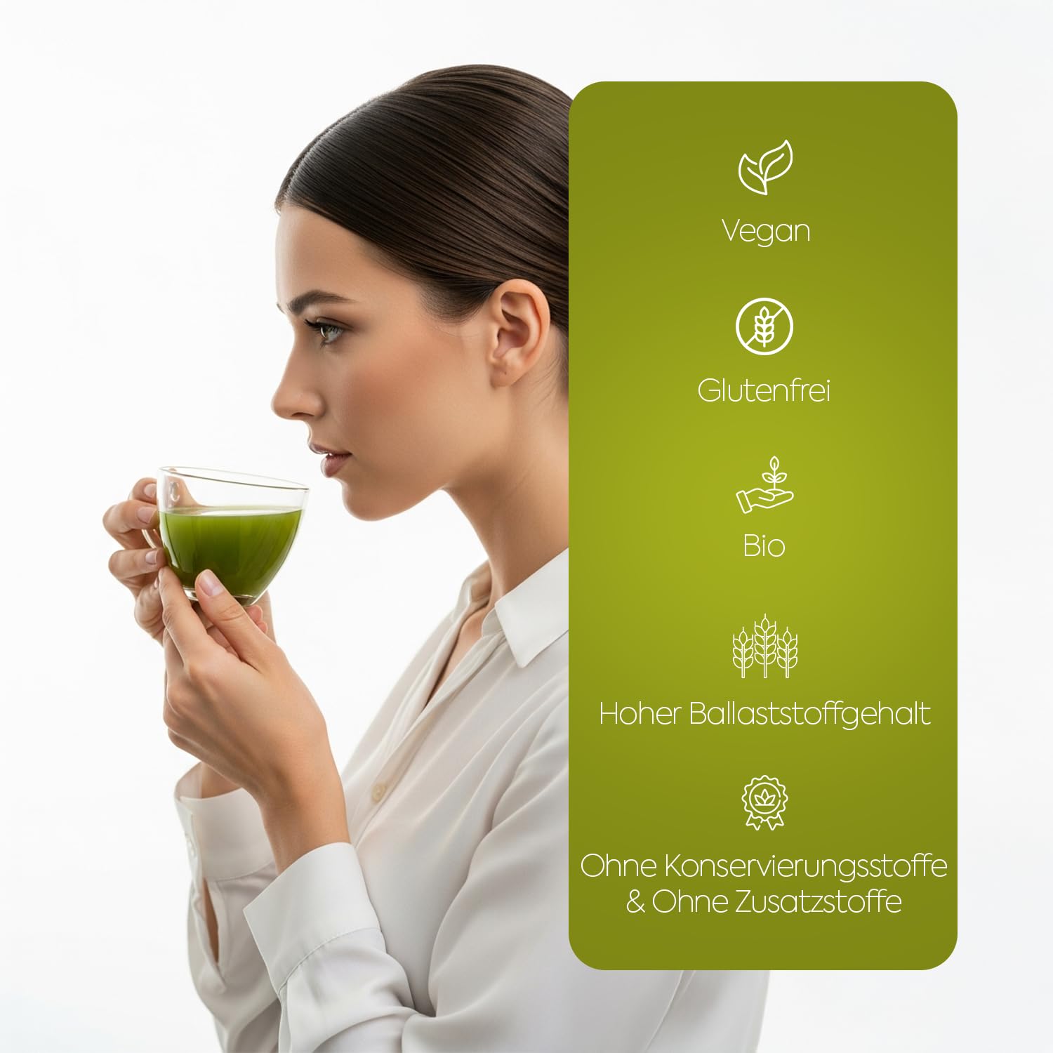 Detalle de Matcha Tee – 20 Stücke Premium Japanisch Grüntee mit Spirulina und Erdbeeraroma