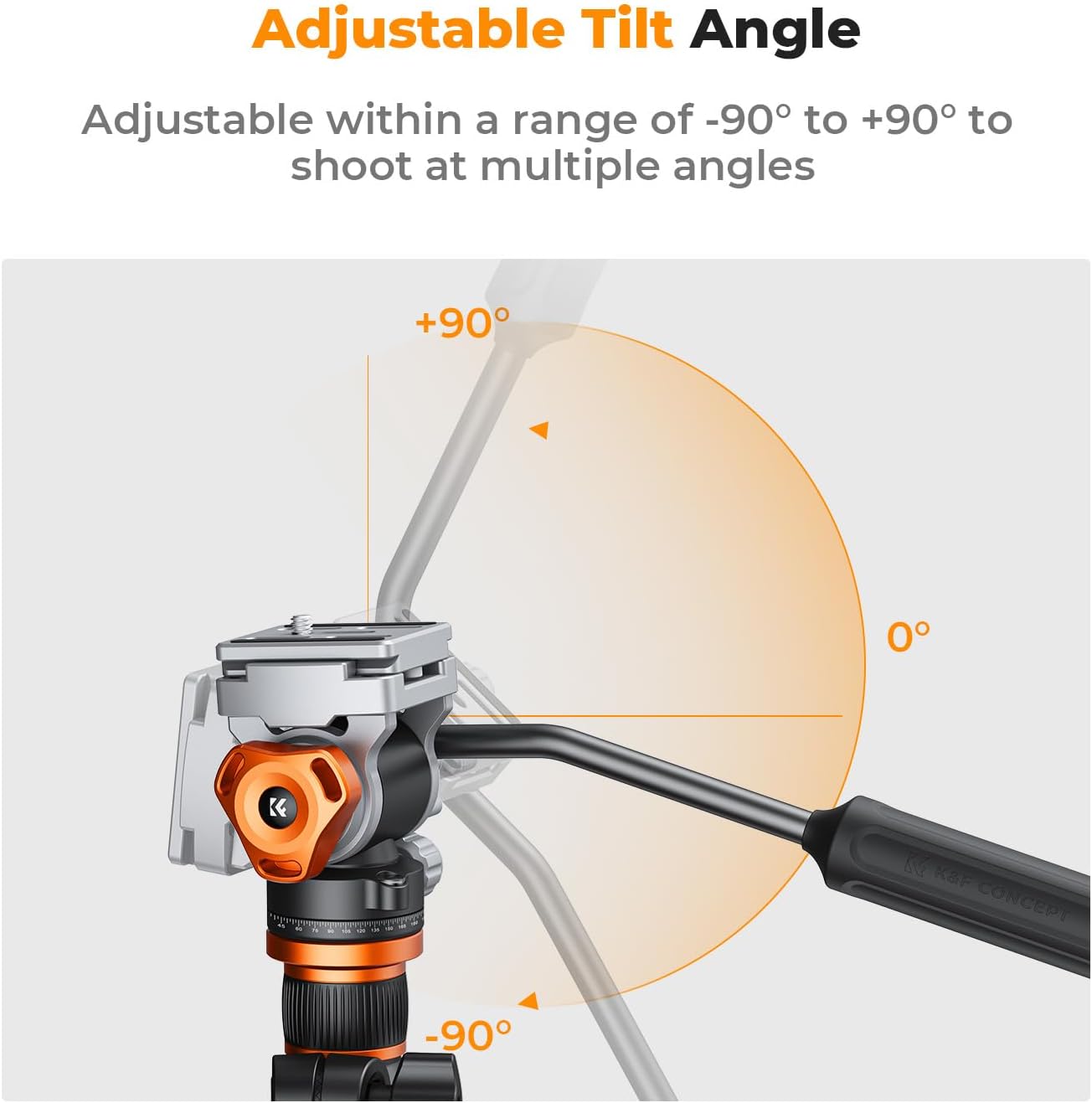 Thumbnail 2 de K&F CONCEPT Tripod Fluid Head with Flexible 360° Pan & ±90° Tilt + Arca-Swiss QR plate