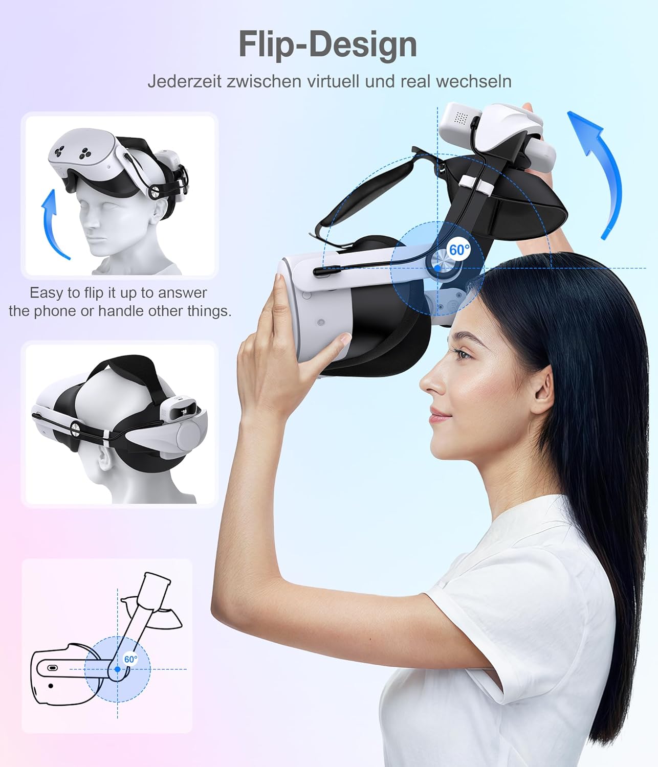 Thumbnail 5 de Elegamefy Headstrap mit Akku für Meta Quest 3/3S/Quest 2 – Digitalanzeige, 3–4 Std. extra, doppelte Einstellräder