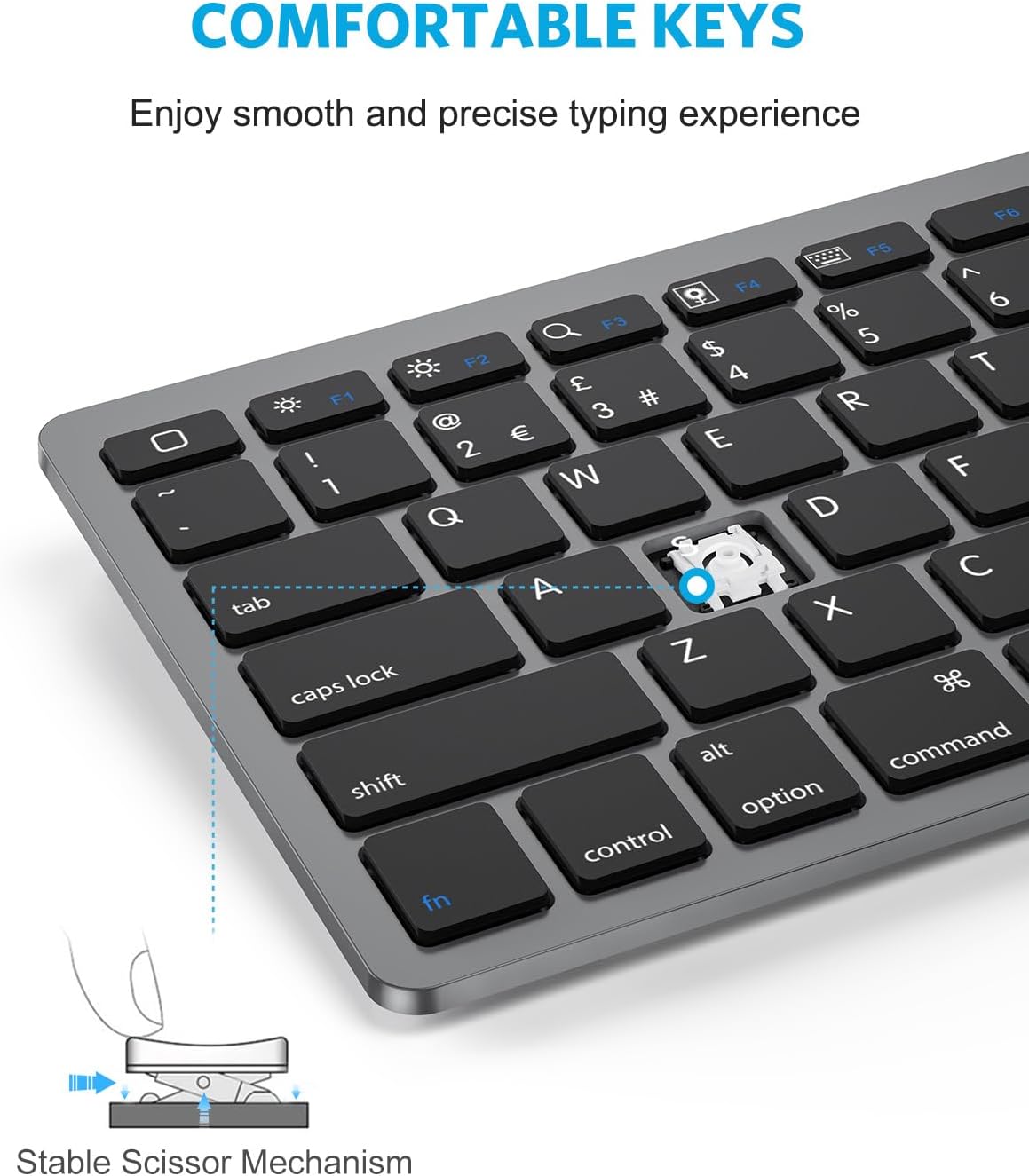 Thumbnail 3 de OMOTON Bluetooth Wireless Keyboard for iOS (UK QWERTY) – Space Grey