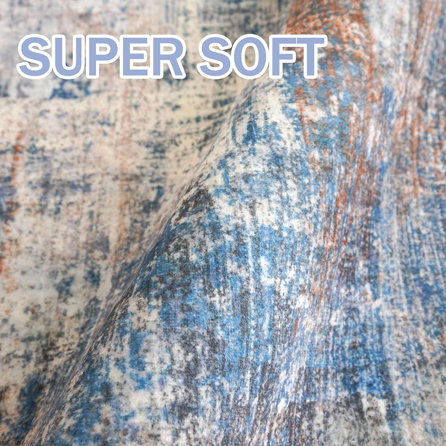 Thumbnail 6 de IOHOUZE Abstract Area Rug, 9x12 ft — Blue Rust Modern Printed Non-Slip, Washable