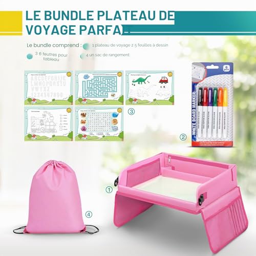 Detalle de lenbest Plateau de Voyage pour Enfants – Planche à Dessin avec film transparent et matériel éducatif