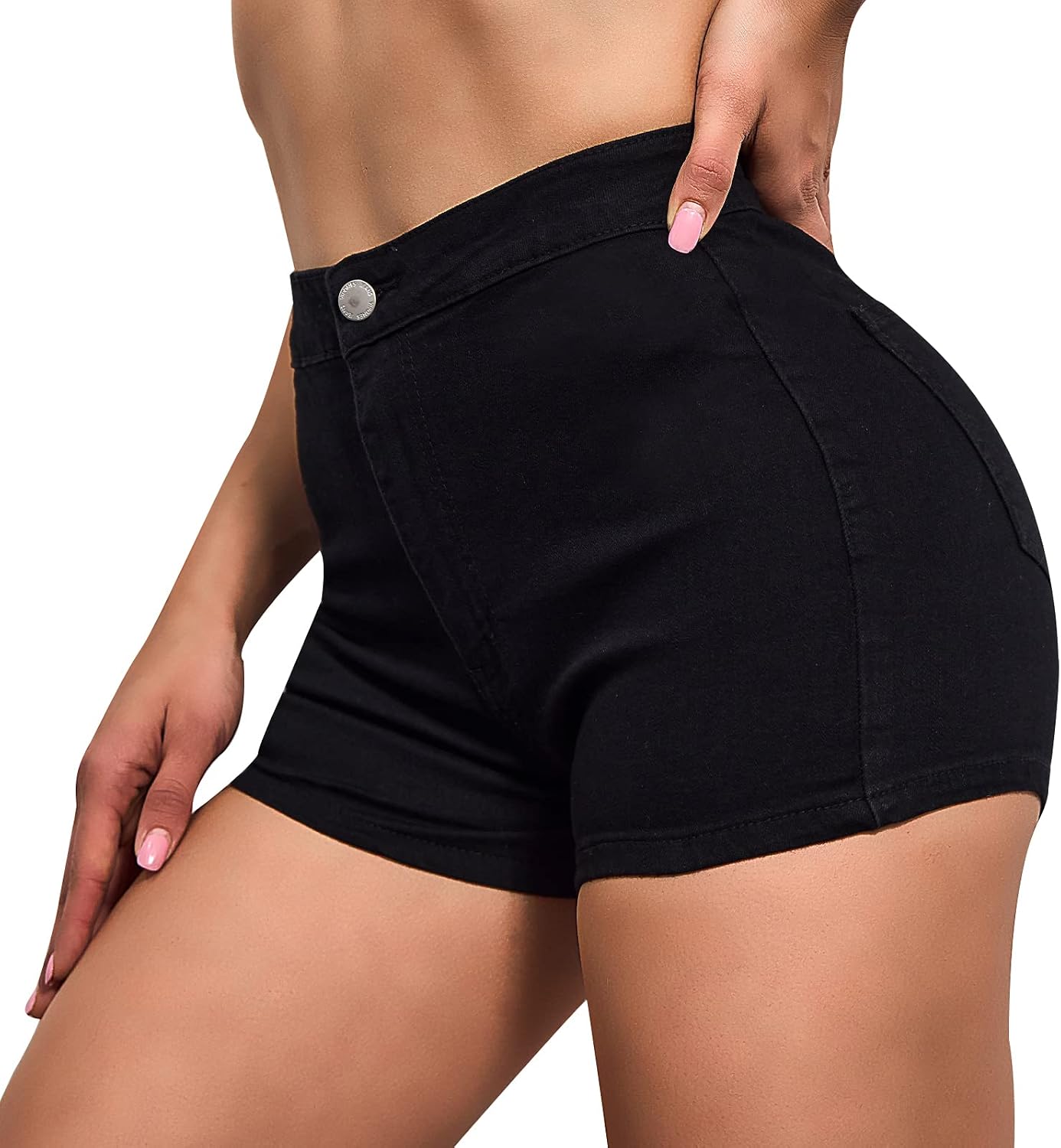 Detalle de VIPONES Women's High Waisted Stretch Denim Shorts