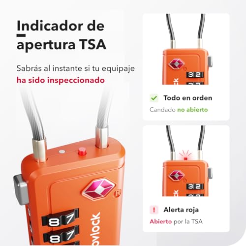 Thumbnail 4 de Candados TSA con indicador de apertura – NovLock (4 uds)