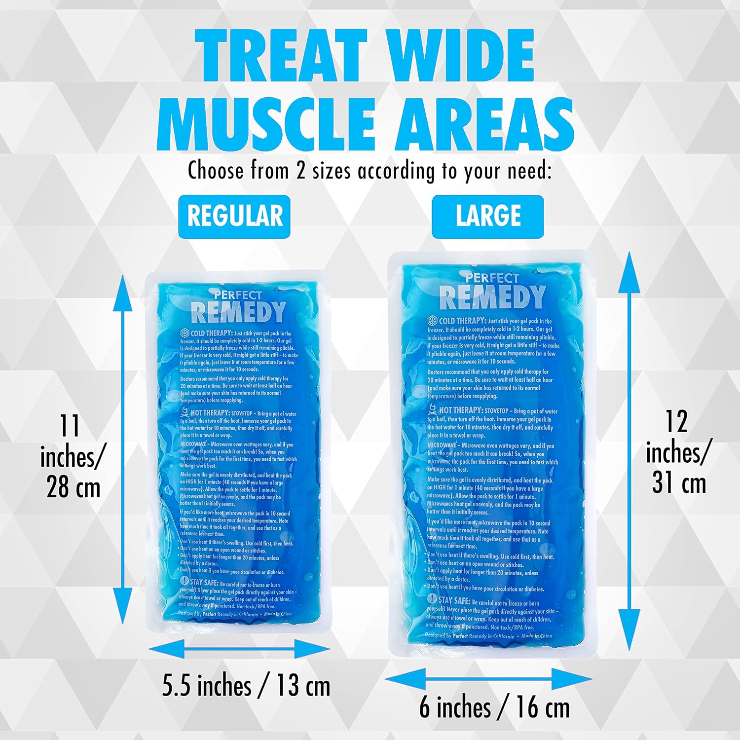 Detalle 1 de Perfect Remedy Blue Large 2-Pack Gel Ice Packs, 12 x 6-Inch Hot & Cold Compress