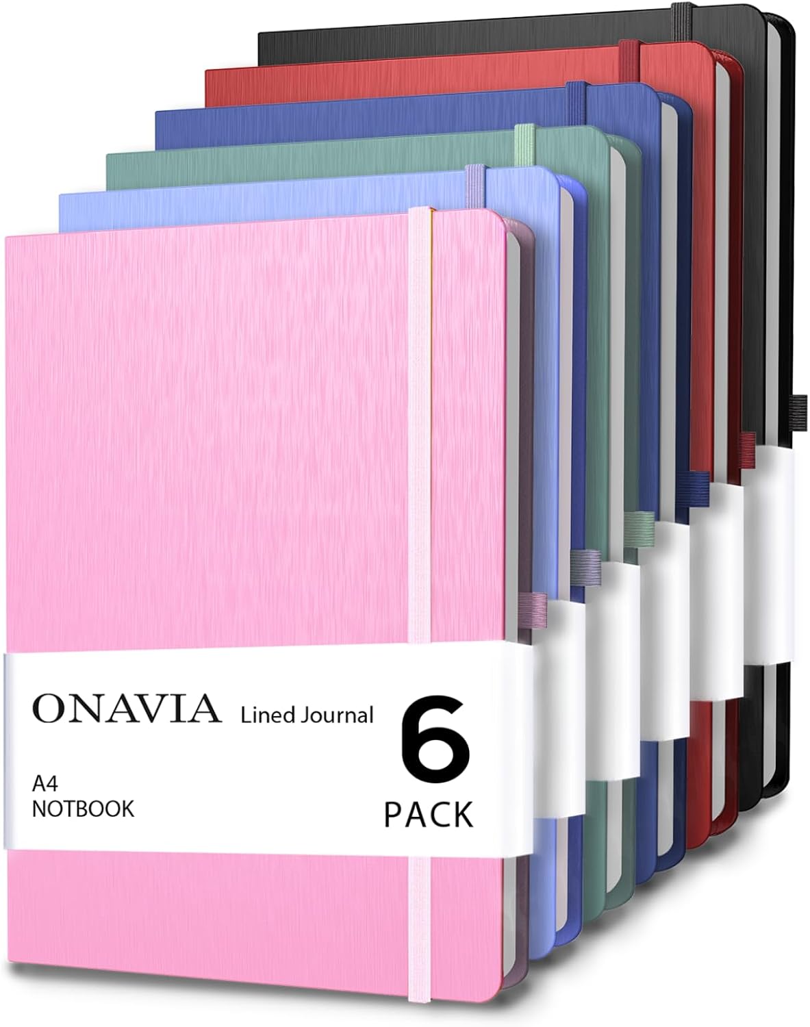 Thumbnail 6 de ONAVIA A4 Hardcover Notebooks 6 Pack – Lined Journals, 160 Pages, Black