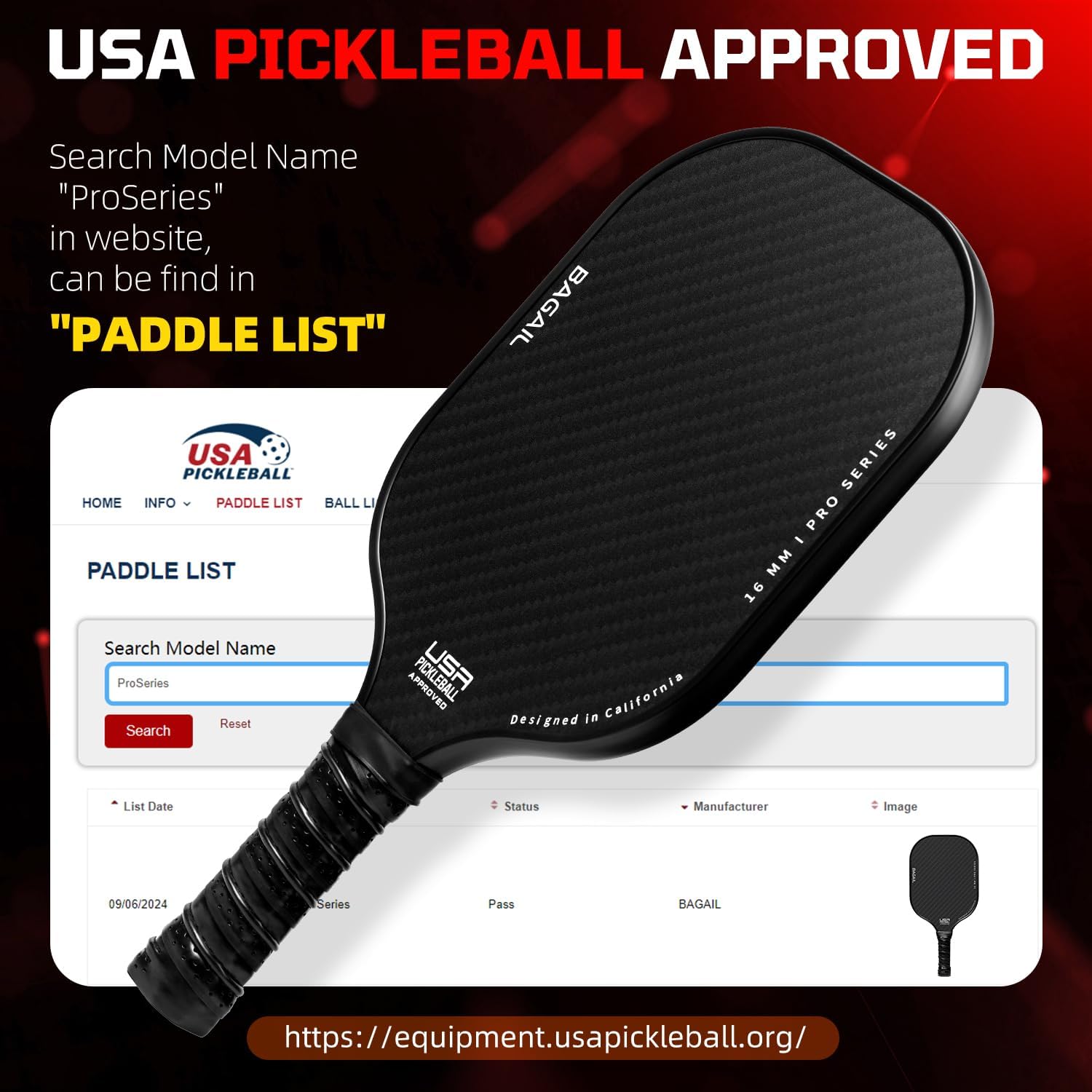 Thumbnail 1 de BAGAIL Pickleball Paddle Set, USAPA-Approved Fiberglass, 4 Balls and Carry Bag