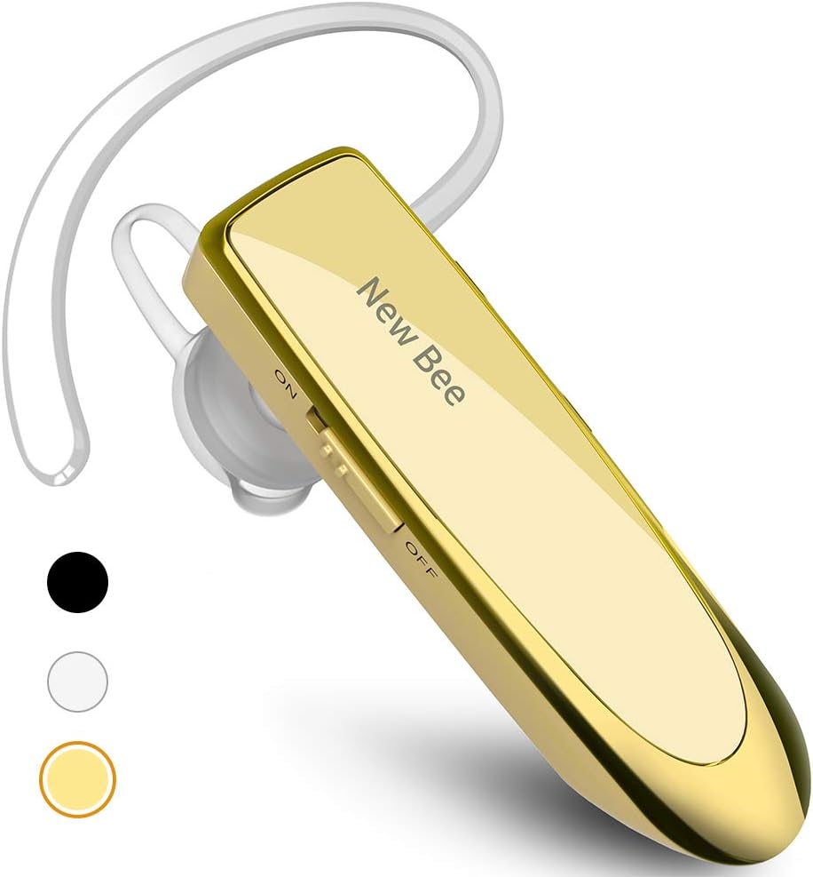 Detalle de New Bee B41 Bluetooth Earpiece, Single-Ear Headset with Microphone, Gold