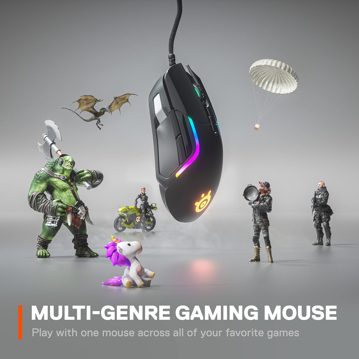Detalle de SteelSeries Rival 5 Gaming Mouse with PrismSync RGB and 9 Programmable Buttons (18,000 CPI) – Black