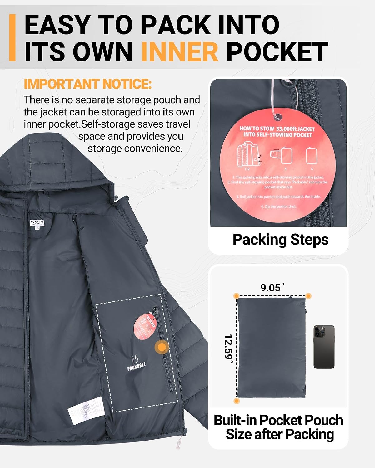 Detalle 2 de 33,000ft Women’s lightweight puffer jacket