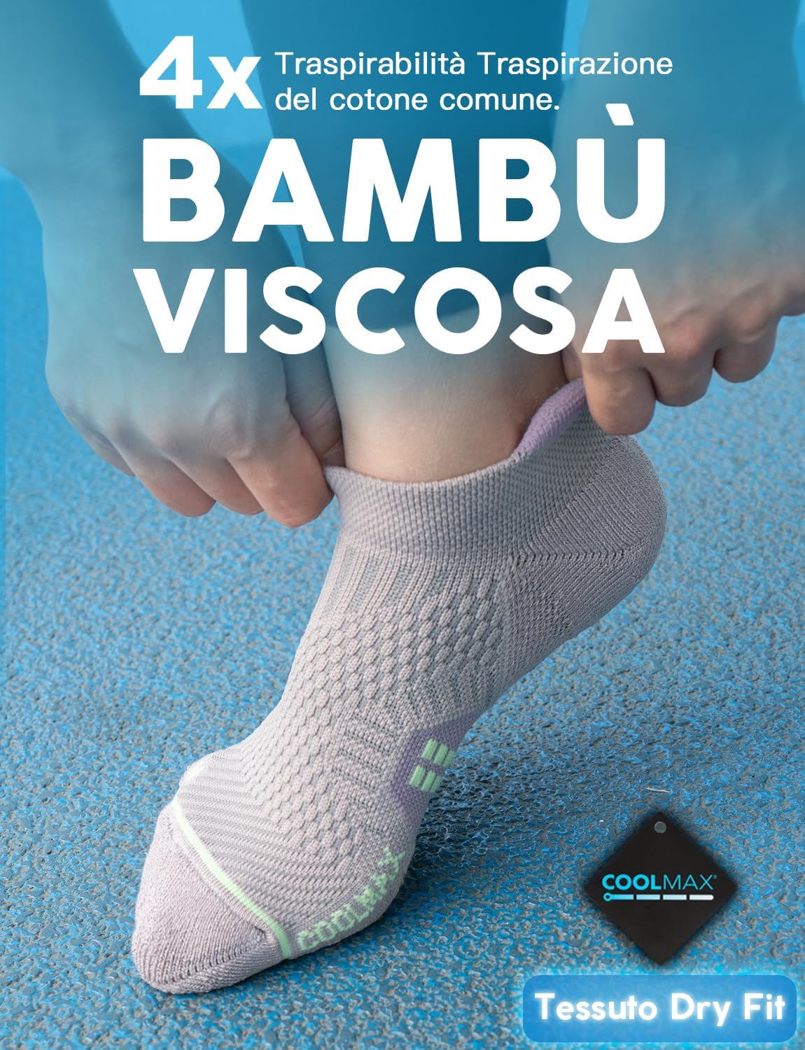 Detalle de Juclise Calzini da corsa invisibili a compressione con Coolmax e viscosa di bambù (donna)