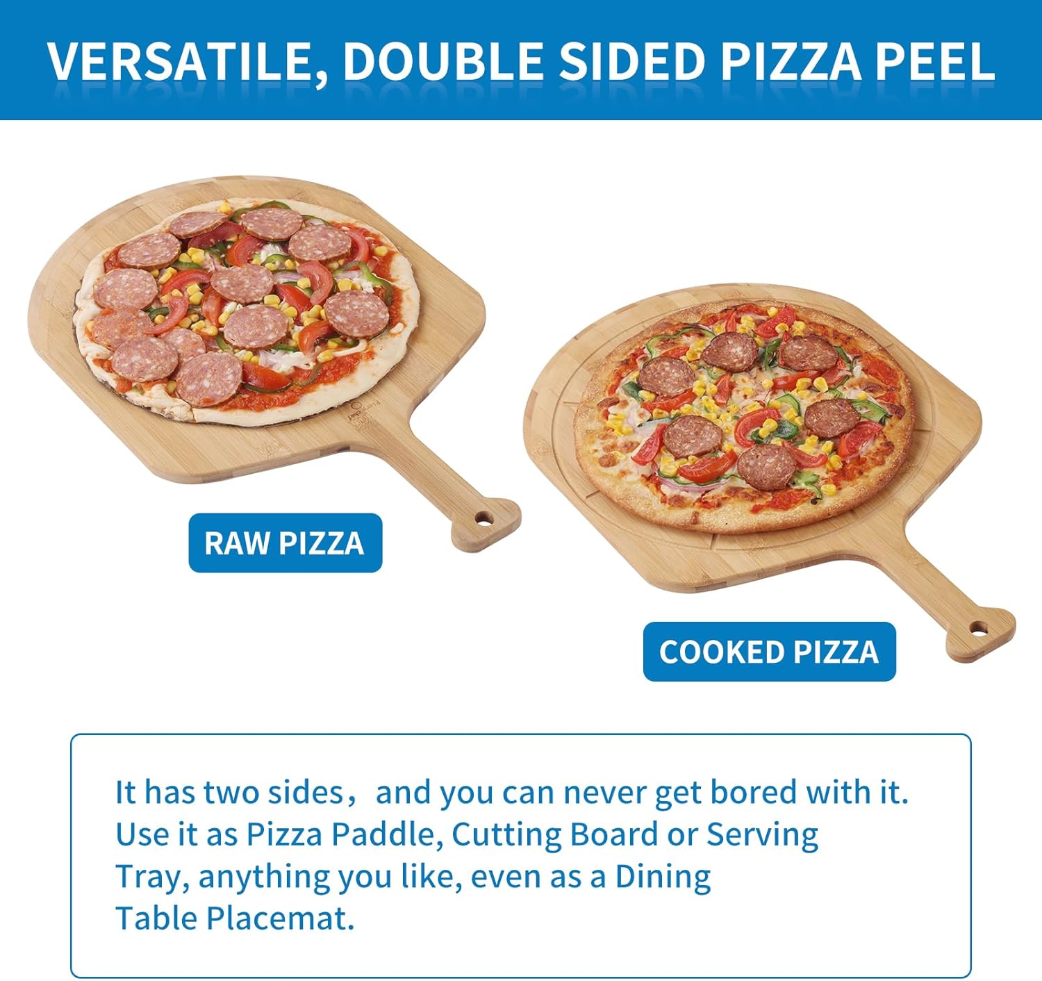 Thumbnail 3 de Fiery Chef 12” Bamboo Pizza Peel 17.3"