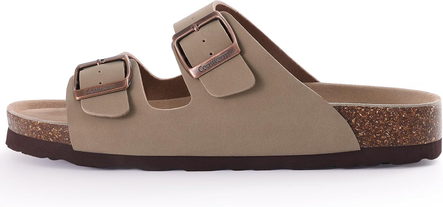 Detalle de Comwarm Damen Kork Fußbett Pantoletten Sandal – Bequeme Sommer-Slides mit verstellbarer Schnalle