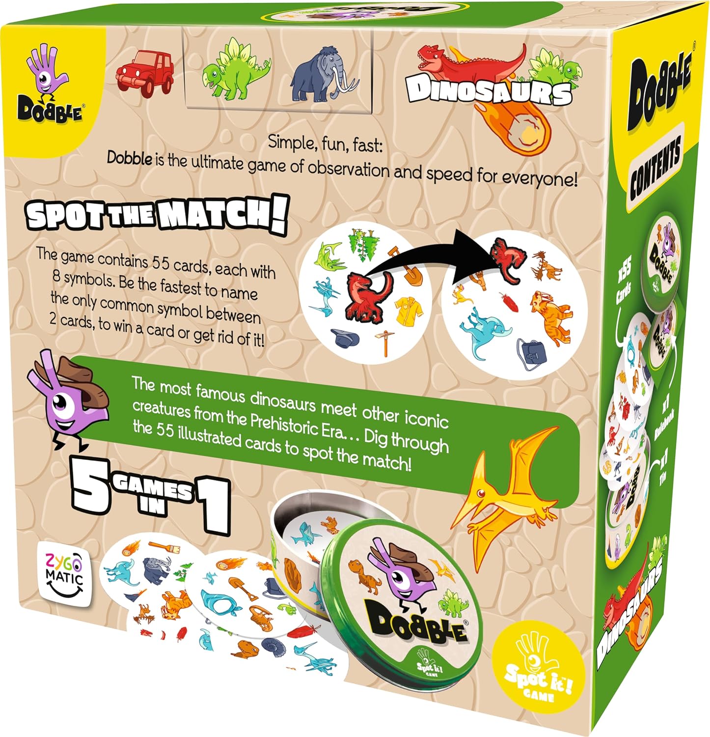 Detalle 2 de Asmodee Dobble Dinosaurs 15 Minutes