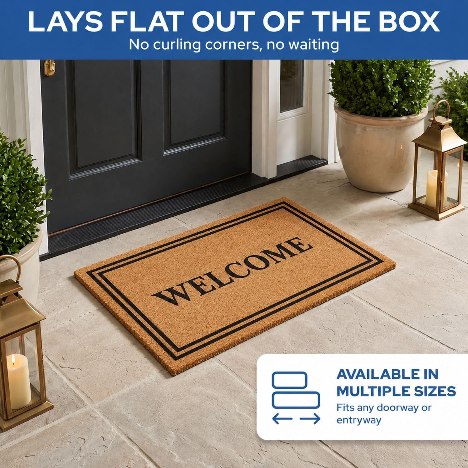 Detalle de Barnyard Designs Natural Coco Coir Heavy Duty Doormat (30x17) – Welcome Mat for Outdoor Entrances
