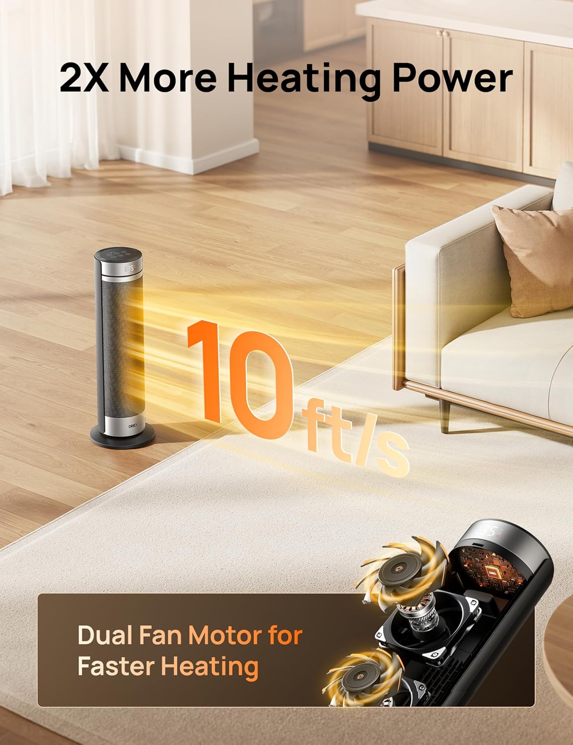 Detalle de Dreo 23 Inch Space Heater 2000W for Large Rooms